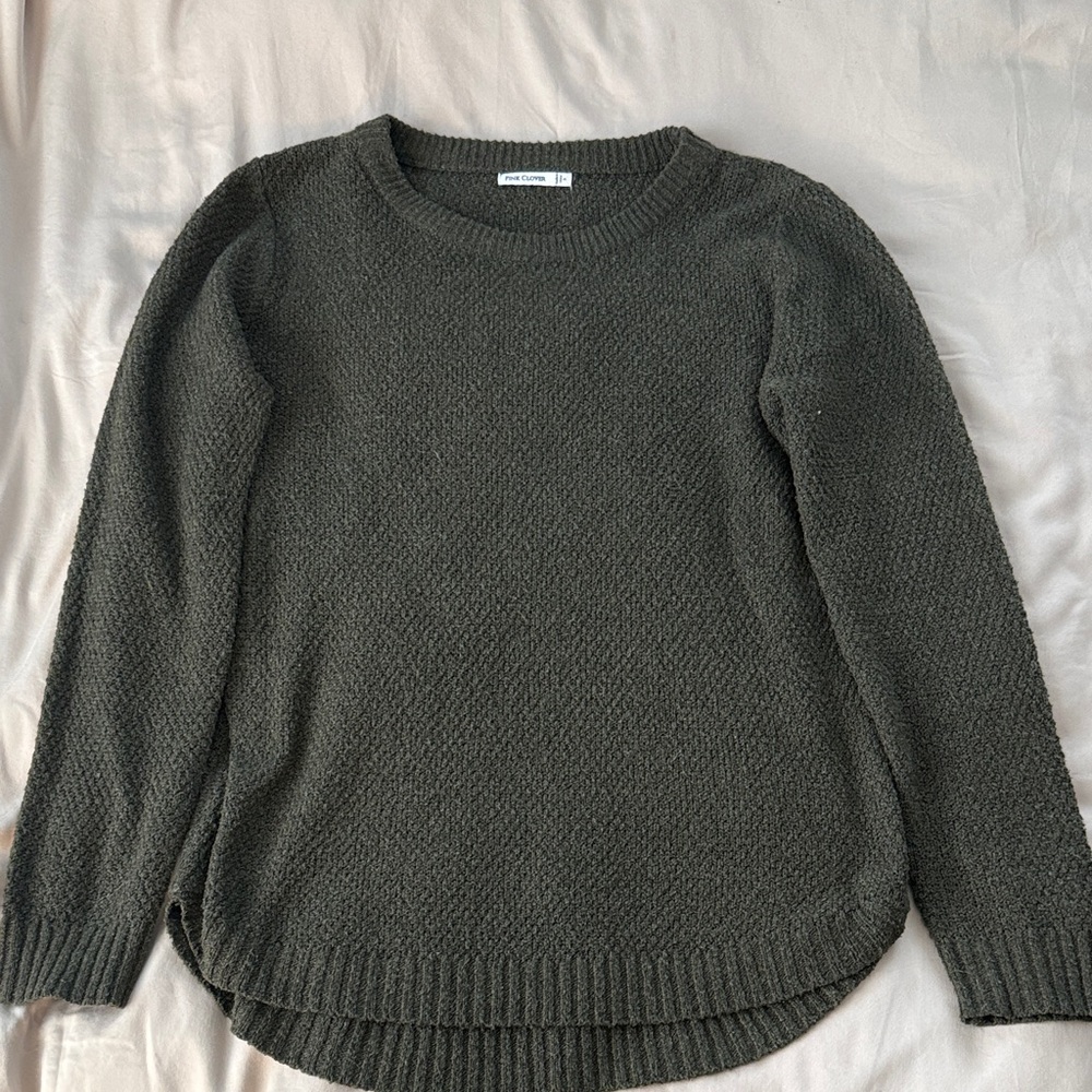 Pink Clover Olive Green Crewneck Sweater